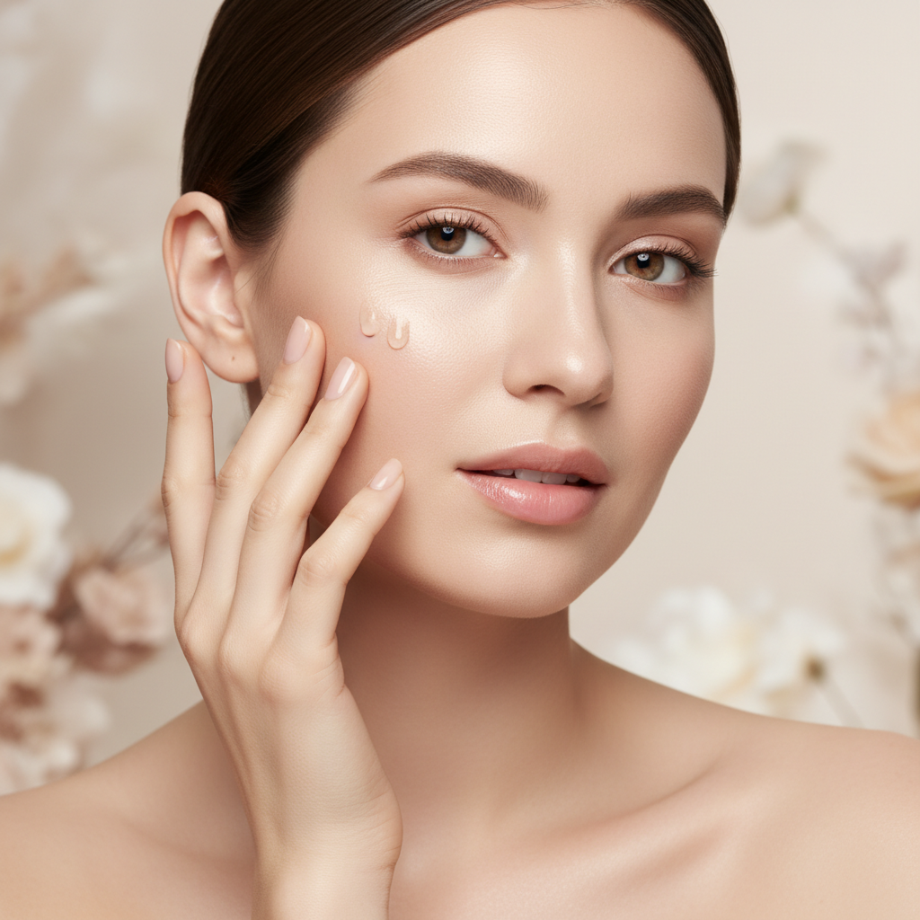 Application sérum vitamine C mannequin