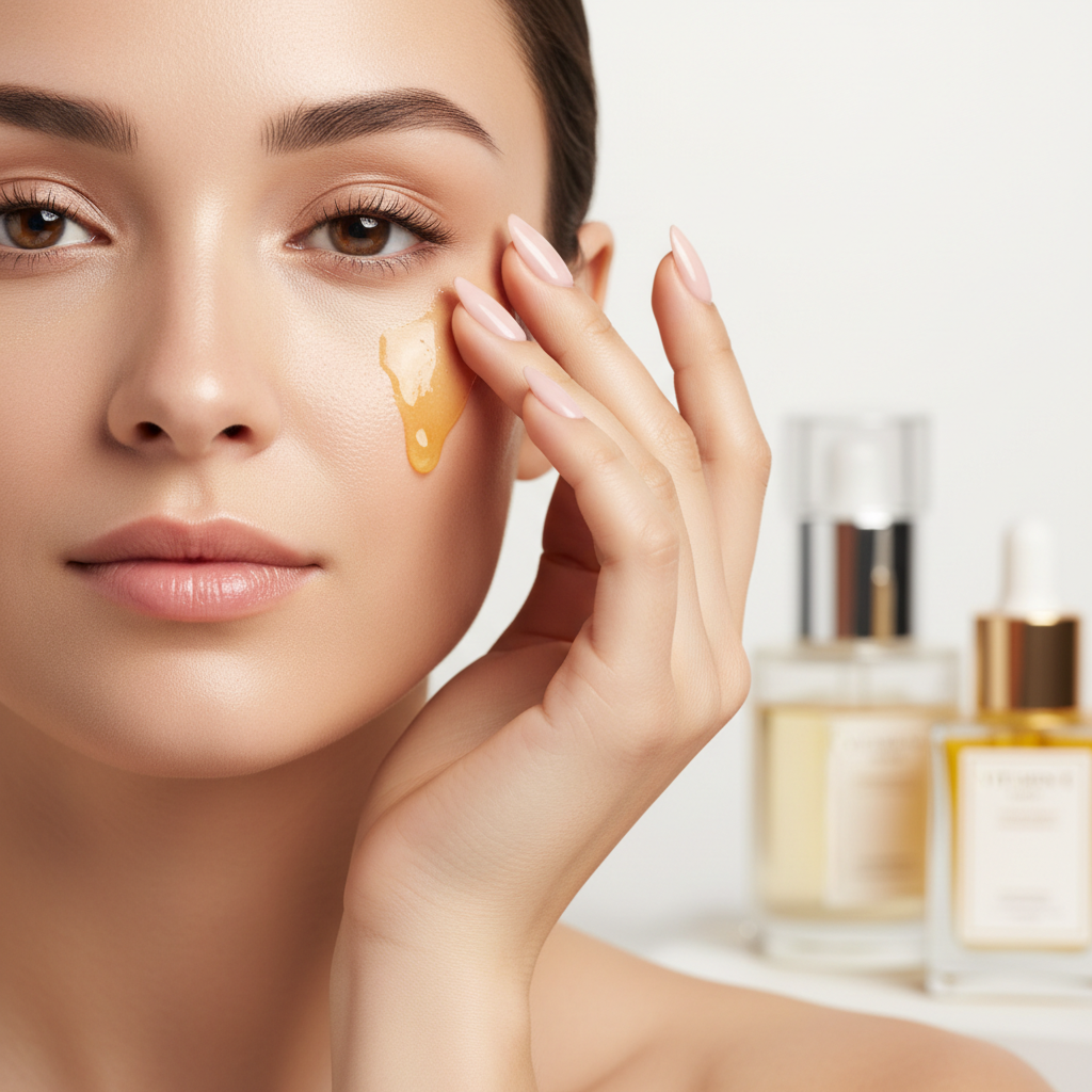 Application sérum vitamine E mannequin
