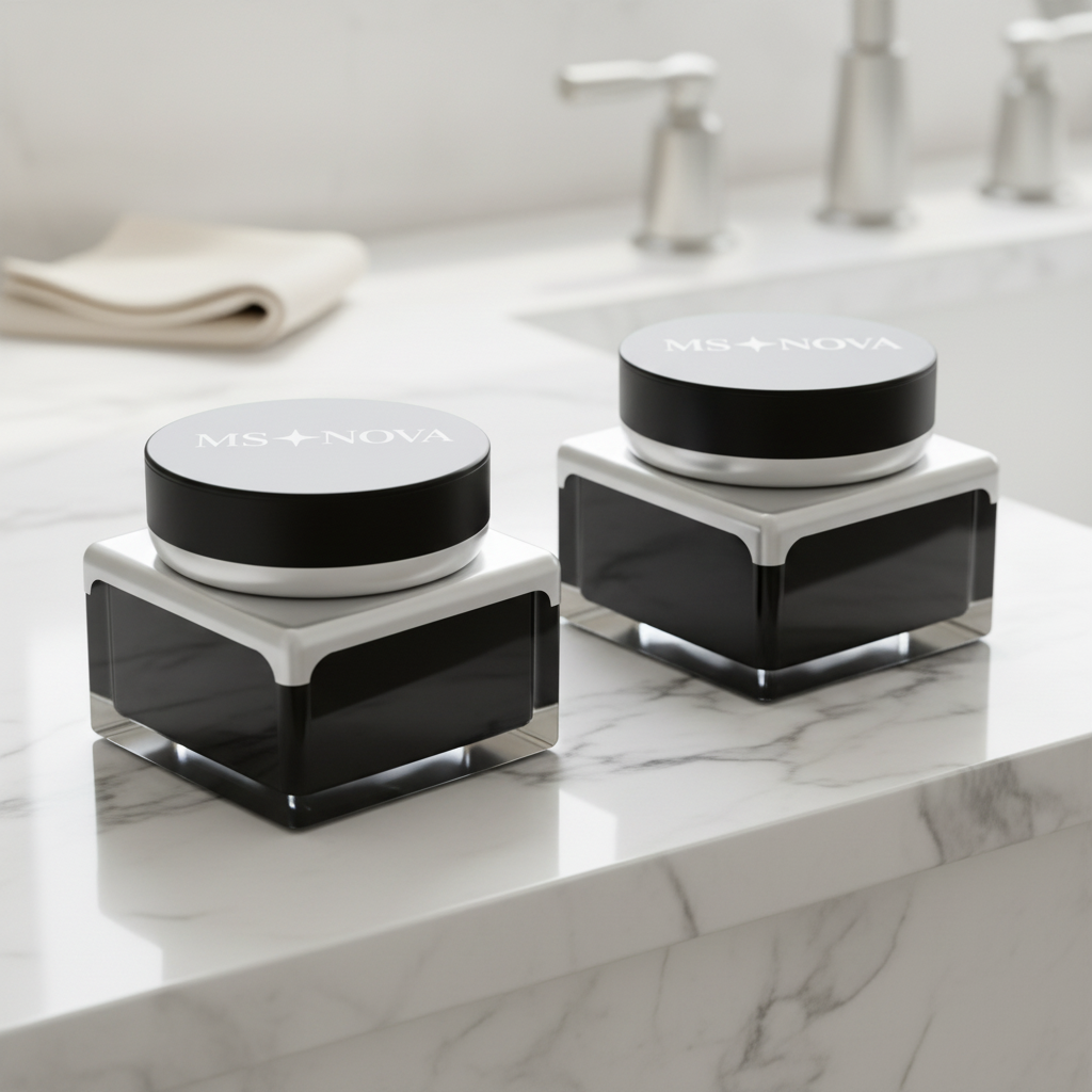 Routine Anti-Âge Black Pearl MS Nova sur marbre blanc
