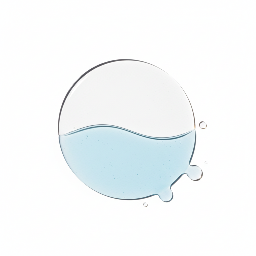 Swatch démaquillant biphasé bleu réaliste